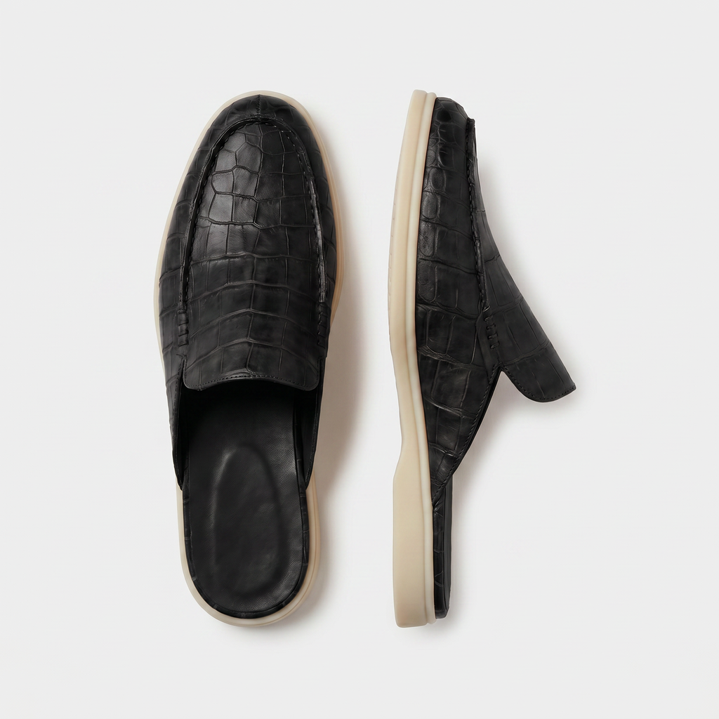 Yacht Croco | Mocasín Abierto — Negro · Edición Limitada