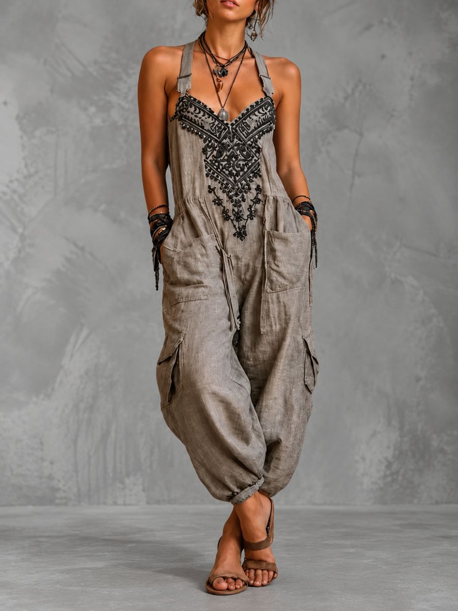 Lucía | Peto boho con bolsillos de solapa
